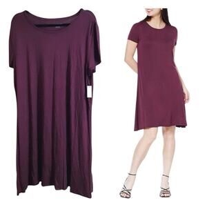 Amazon Essentials T-Shirt Dress Swing Women's XL Burgundy Wine Jersey Viscose
